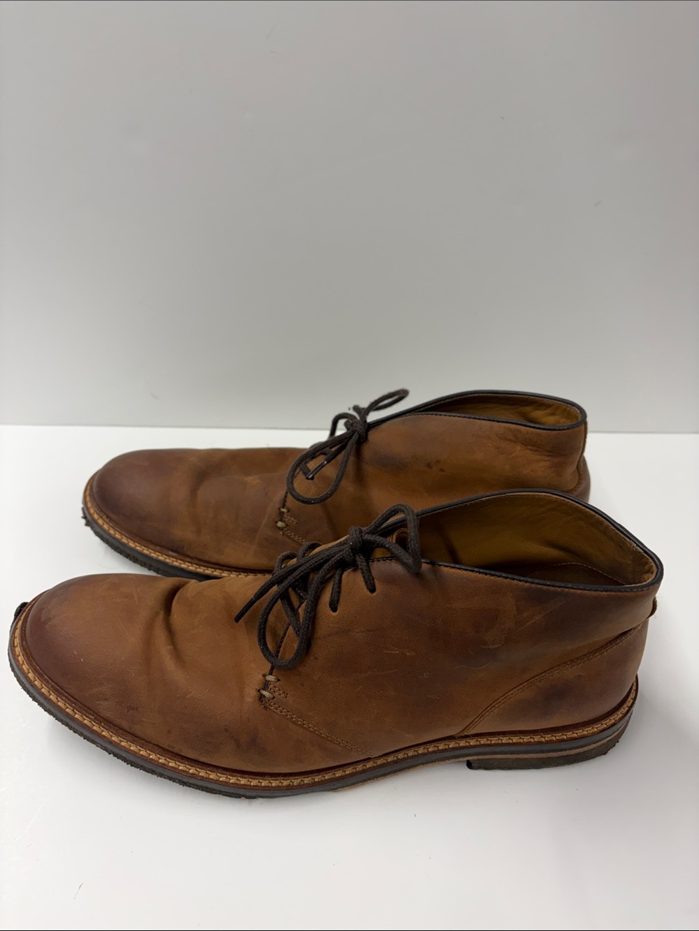 Used Johnson & Murphy Mens CALDER Chukka Brown Oiled Boot Size 11